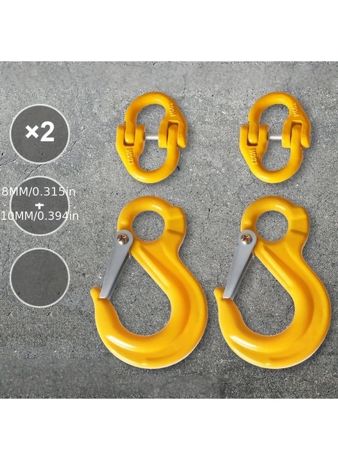 Yellow 2pcs 8mm Hammerlock Eye Sling Hook Safety Chain for Caravan Trailer - Image 1